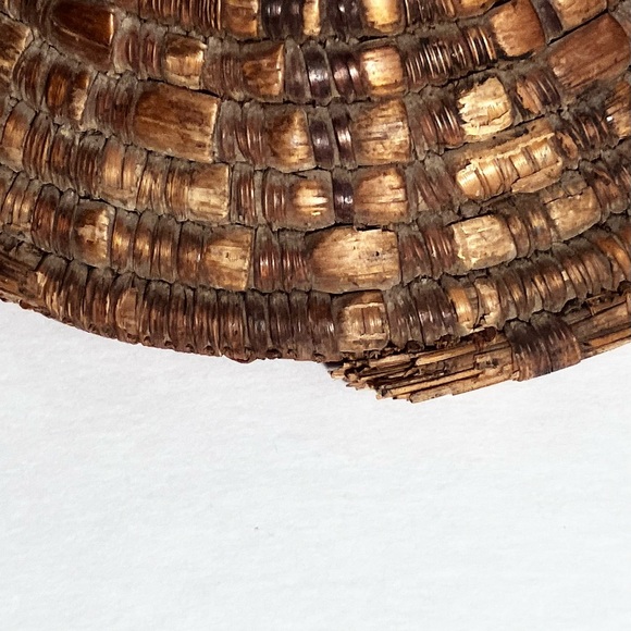 ETHIOPIAN HARARI BASKET / Single Coil Reed & Grass / Antique Pot Lid / Very Rare - Picture 3 of 12